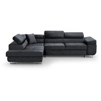 ECKSCHLAFSOFA Vild verstellbaren Kopfstützen, Schwarz, links - Chromfarben/Schwarz, Textil (275/203cm) - Beautysofa
