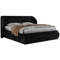 POLSTERBETT CAELA CLASSIC 160/200 - Schwarz Plüsch - Multipocket-Matratze - Schwarz, Textil (160/200cm) - MKS