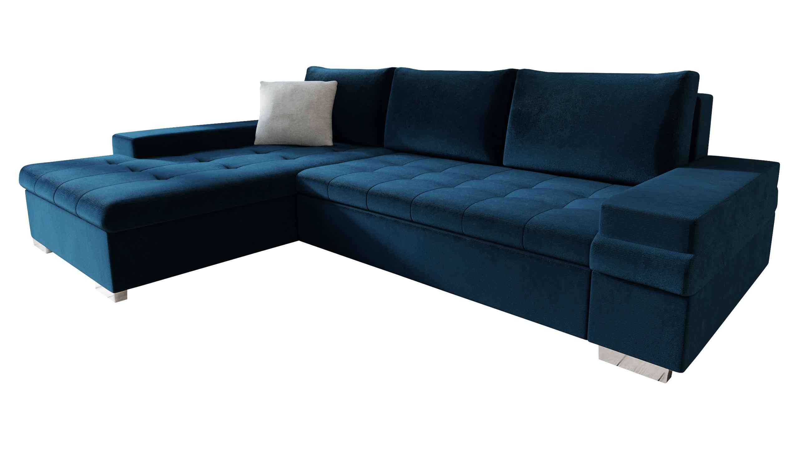 ECKSOFA Bangkok Mini - Silberfarben/Dunkelblau, Holz/Textil (274/182cm) - MIRJAN24