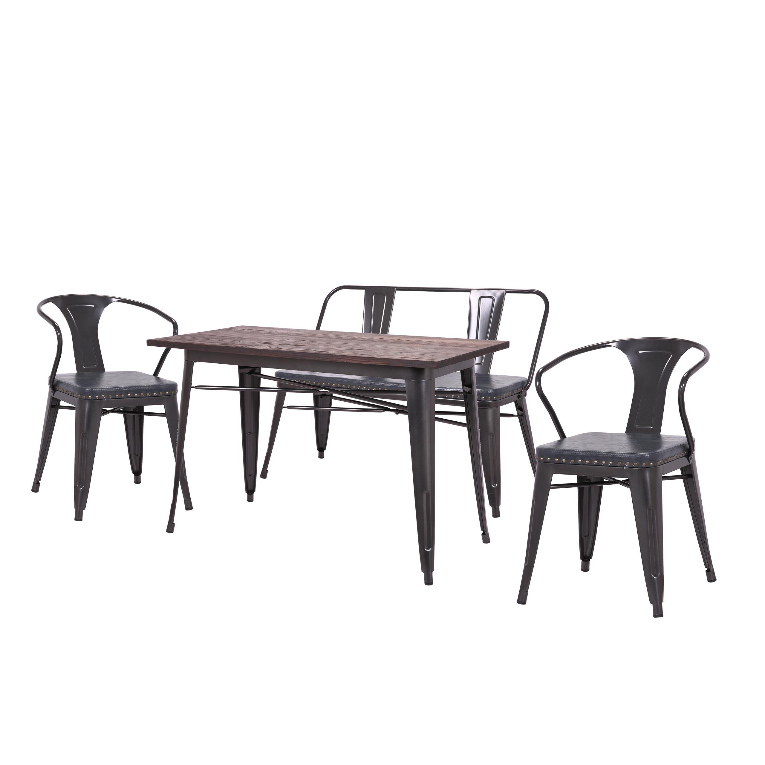 ESSZIMMER-SET Grau 4er-Set - Grau, Metall (120/115/60cm) - MCW