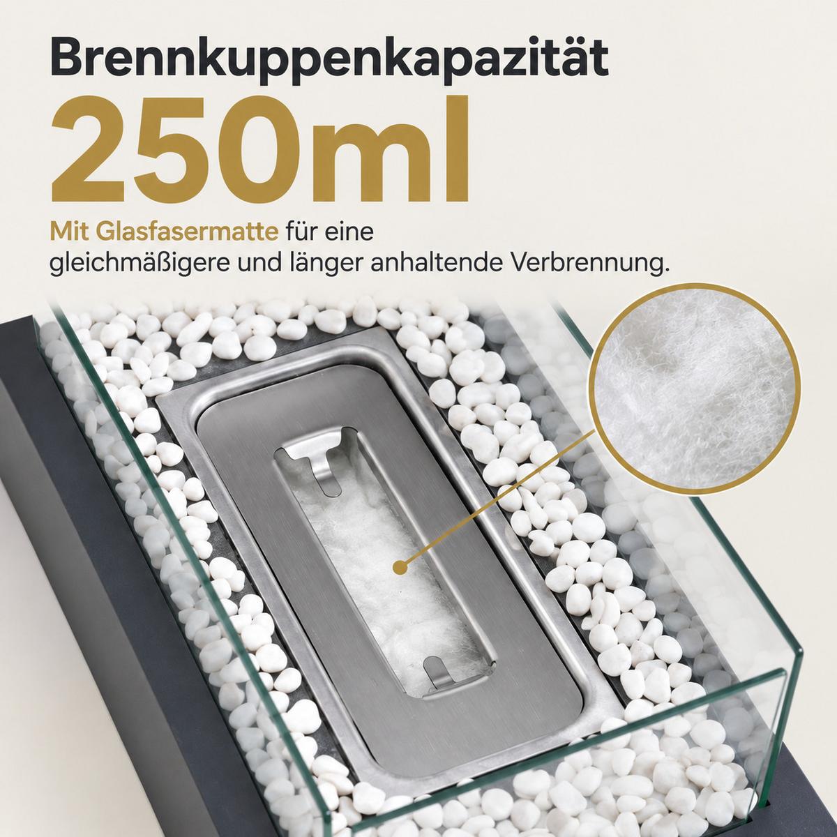 TISCHKAMIN Ilyvmar 35/18/15 cm - Schwarz, Glas/Metall (18/15/35cm) - ZMH