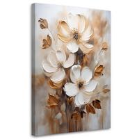 WANDBILD blumen in beige bemalt - Beige, Textil (70/100cm) - Feeby