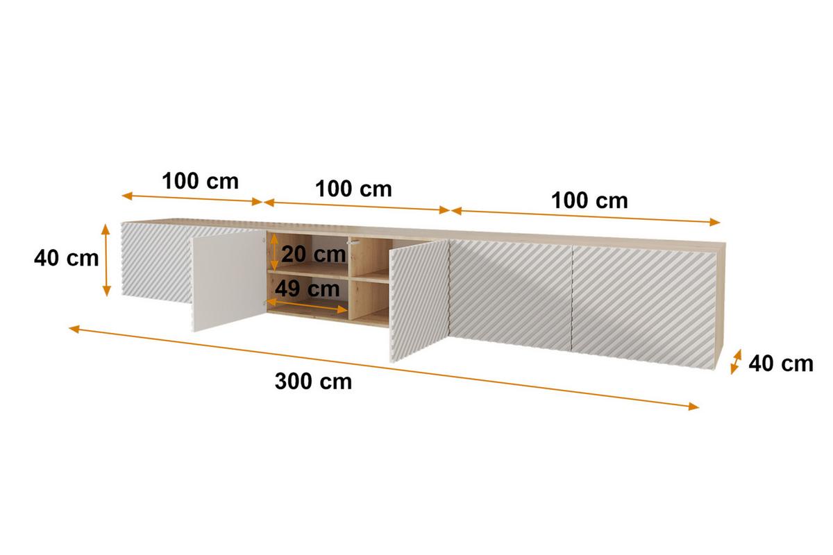 LOWBOARD ZENO-W 3x100x40x40 cm - Artisan / Weiß - Weiß, Holzwerkstoff (300/40/40cm) - ALTDECOR