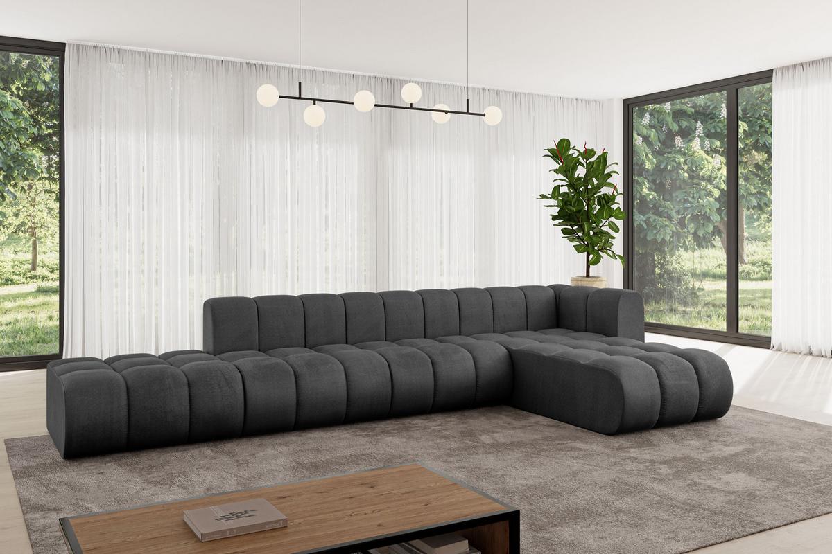 ECKSOFA modulares Sofa Zuvon-L2 - 387x177x70 cm Schwarz - Schwarz, Holzwerkstoff/Textil (387/177cm) - ALTDECOR