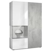VITRINE Morena Tür und Einsatz in Beton Oxid Optik - Hellgrau, Holzwerkstoff (91.5/136.5/37cm) - Vladon
