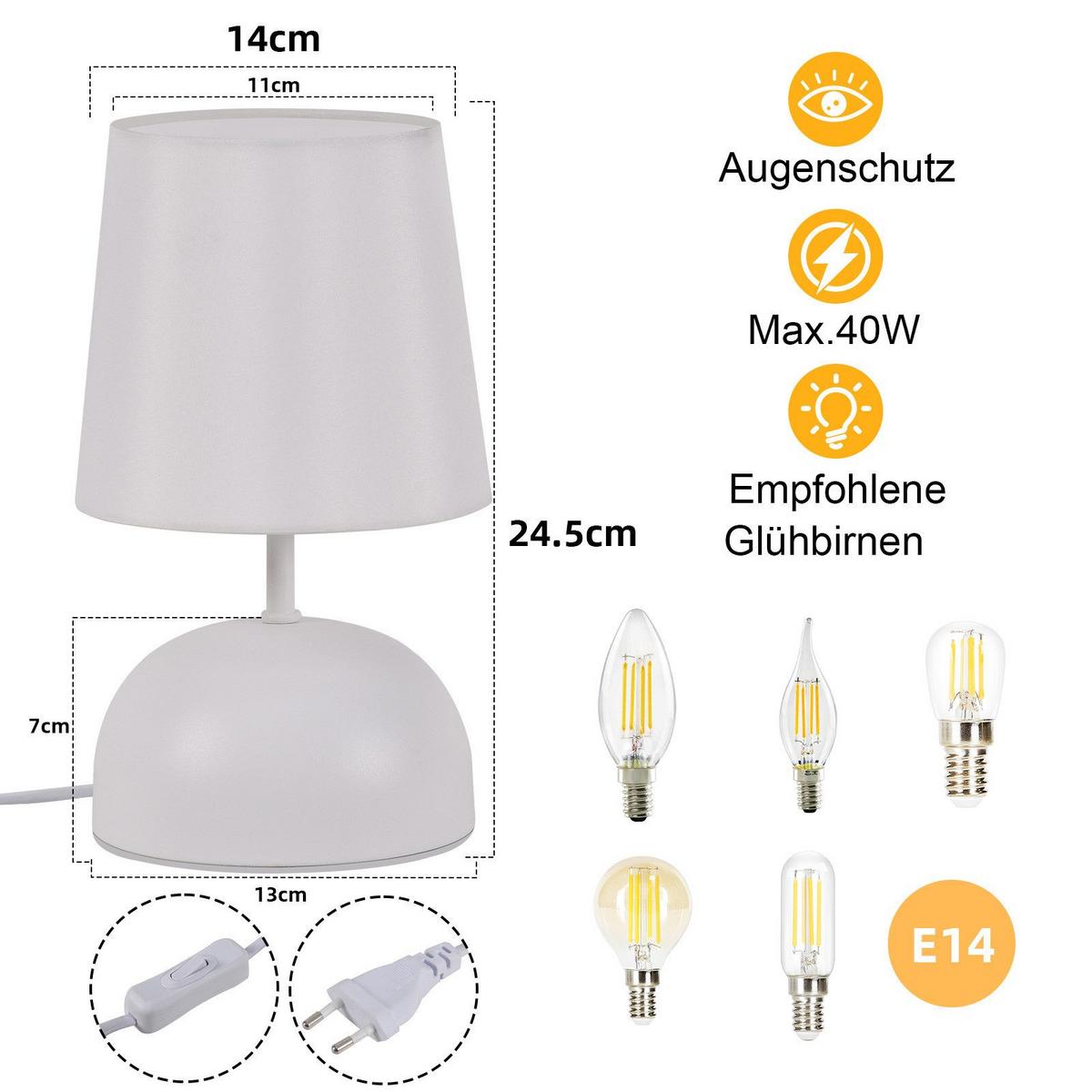 TISCHLAMPE Darius 14/14/24.5 cm - Weiß, Metall (14/14/24.5cm) - ZMH