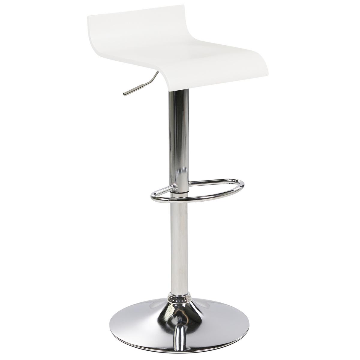 BARHOCKER 2er-Set weiß höhenverstellbar Valencia - Silberfarben/Weiß, Holzwerkstoff (42/90/42cm) - Beliani