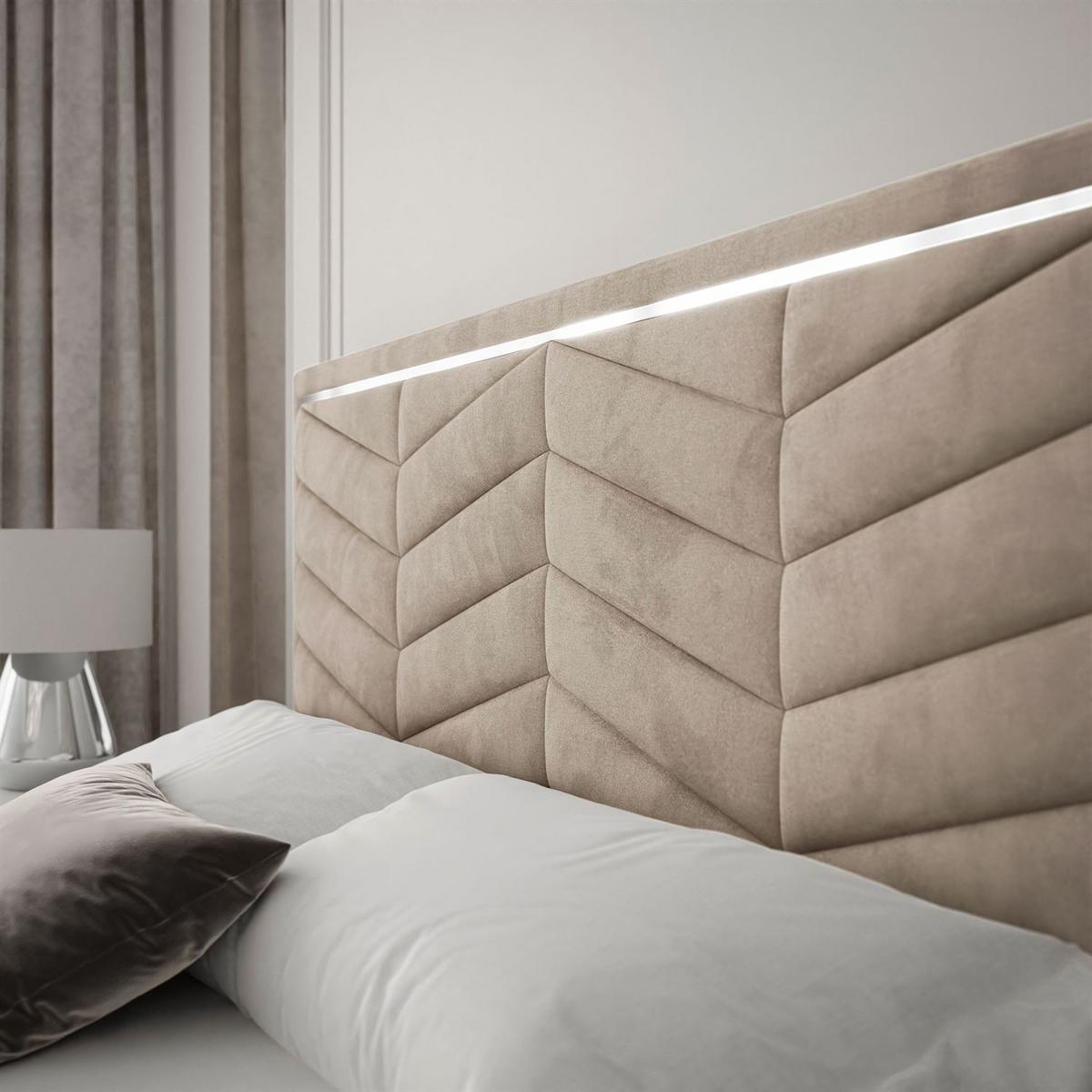 POLSTERBETT AURORA II 140x200 mit Bettkasten Opera Pearl - Beige, Textil (140/200cm) - Lookway
