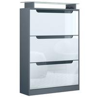 SCHUHSCHRANK Space Weiß Hochglanz - Weiß Hochglanz, Holzwerkstoff (89/128/23cm) - Vladon