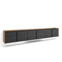 LOWBOARD, Schwarz und Eiche, 309/35/50cm, Hängend - Schwarz, Holzwerkstoff (309/50/35cm) - Skraut Home