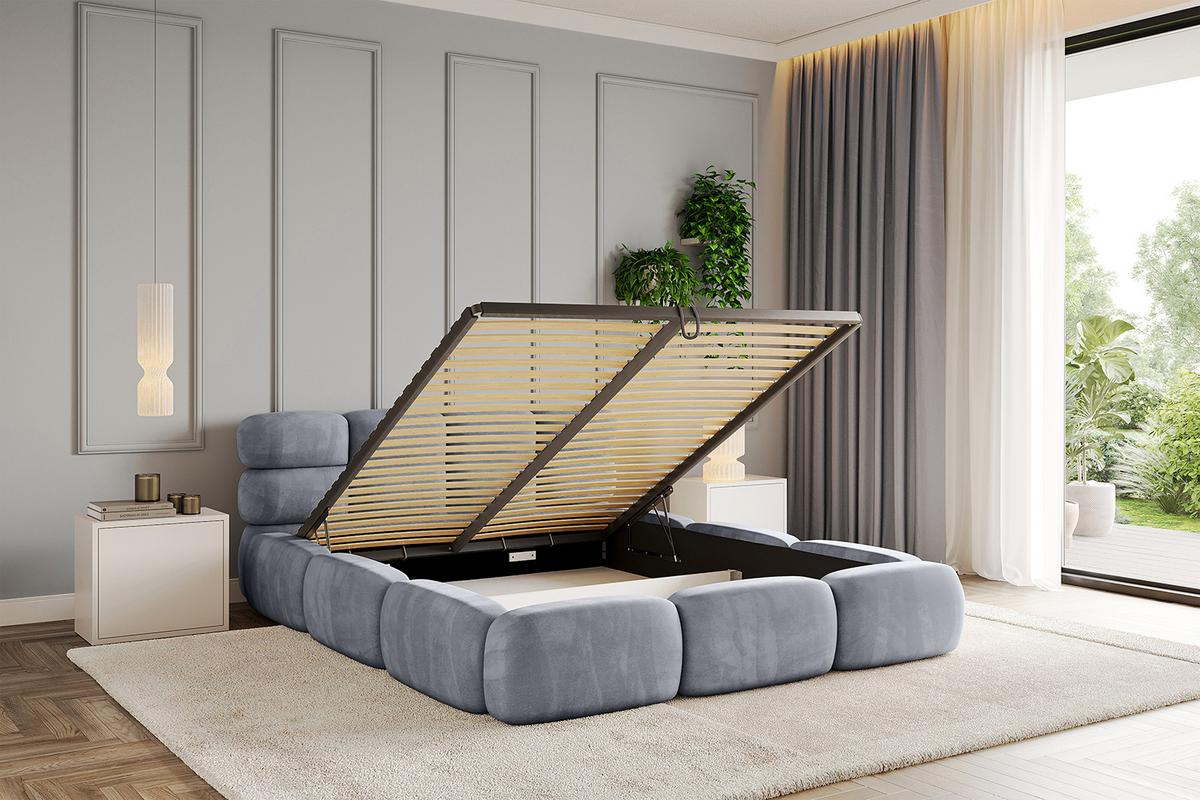 POLSTERBETT mit Bettkasten und Lattenrost, Boxbett ohne Matratze - NOMA 140x200 Grau - Grau, Holzwerkstoff/Textil (140/200cm) - ALTDECOR