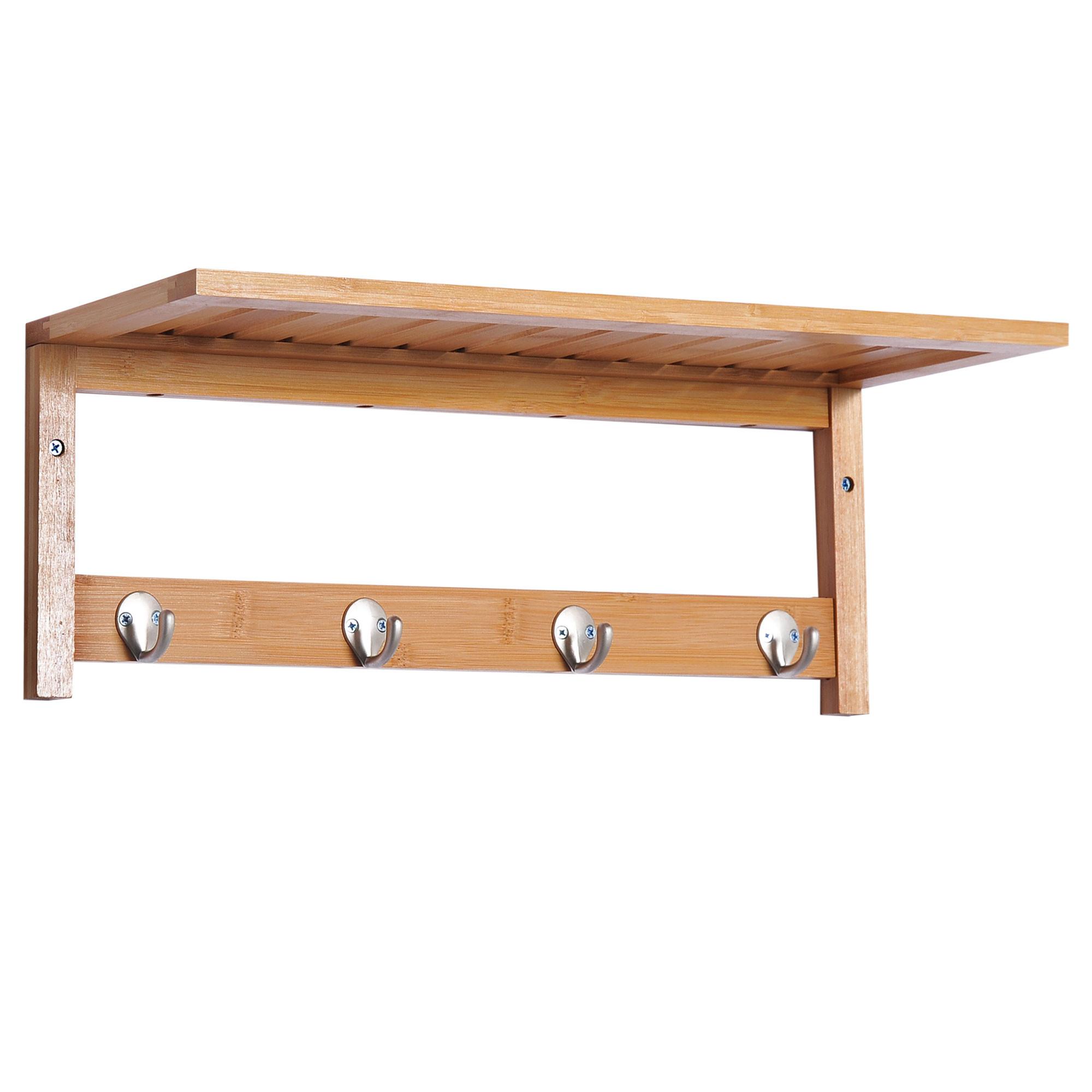 WANDGARDEROBE mit Haken Braun - Naturfarben, Holz/Bambusholz (16/17.5/50cm) - HOMCOM