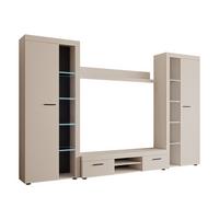 WOHNWAND Rumba XL mit LED Beleuchtung - Sandfarben, Holzwerkstoff (300/190/40cm) - MIRJAN24