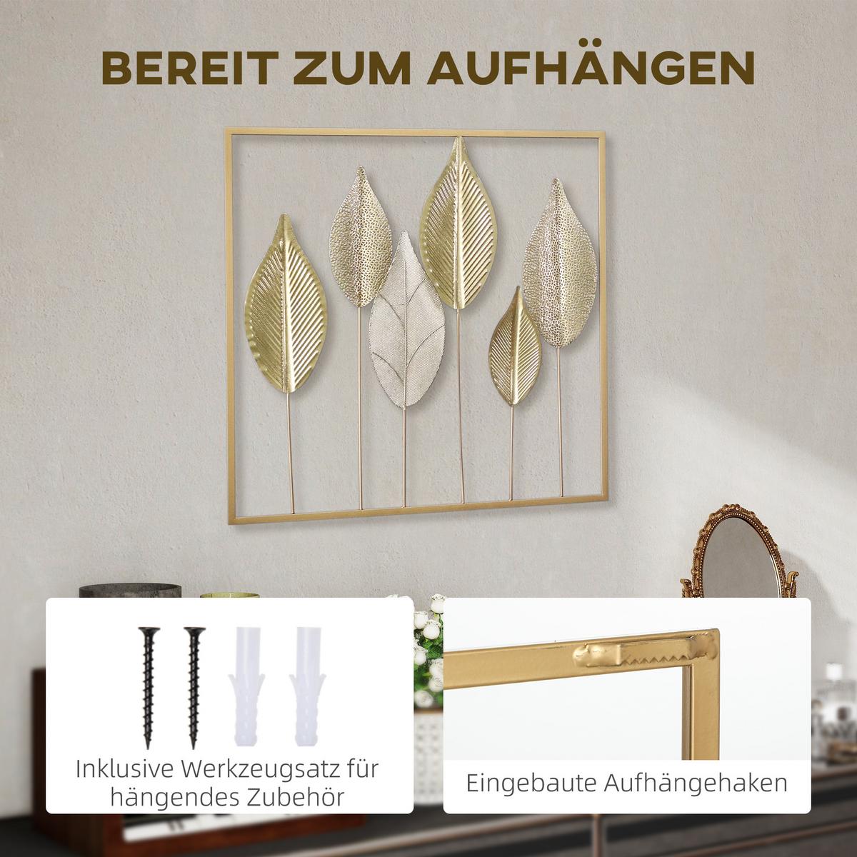 METALL-WANDDEKO Metall Gold - Goldfarben, Metall (2.5/70/70cm) - HOMCOM