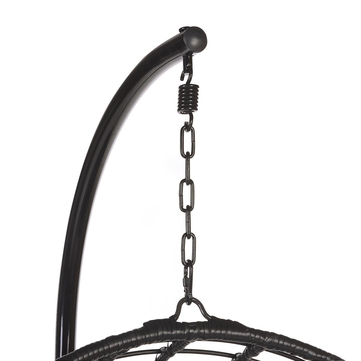 HÄNGESESSEL mit Gestell PE Rattan schwarz 97 cm Aspio - Schwarz, Kunststoff (99/199/97cm) - Beliani