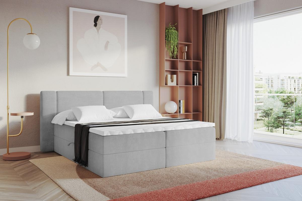 BOXBETT mit Matratze H3 - EVON - 180x200 cm Grau - Greige, Holzwerkstoff (180/200cm) - ALTDECOR