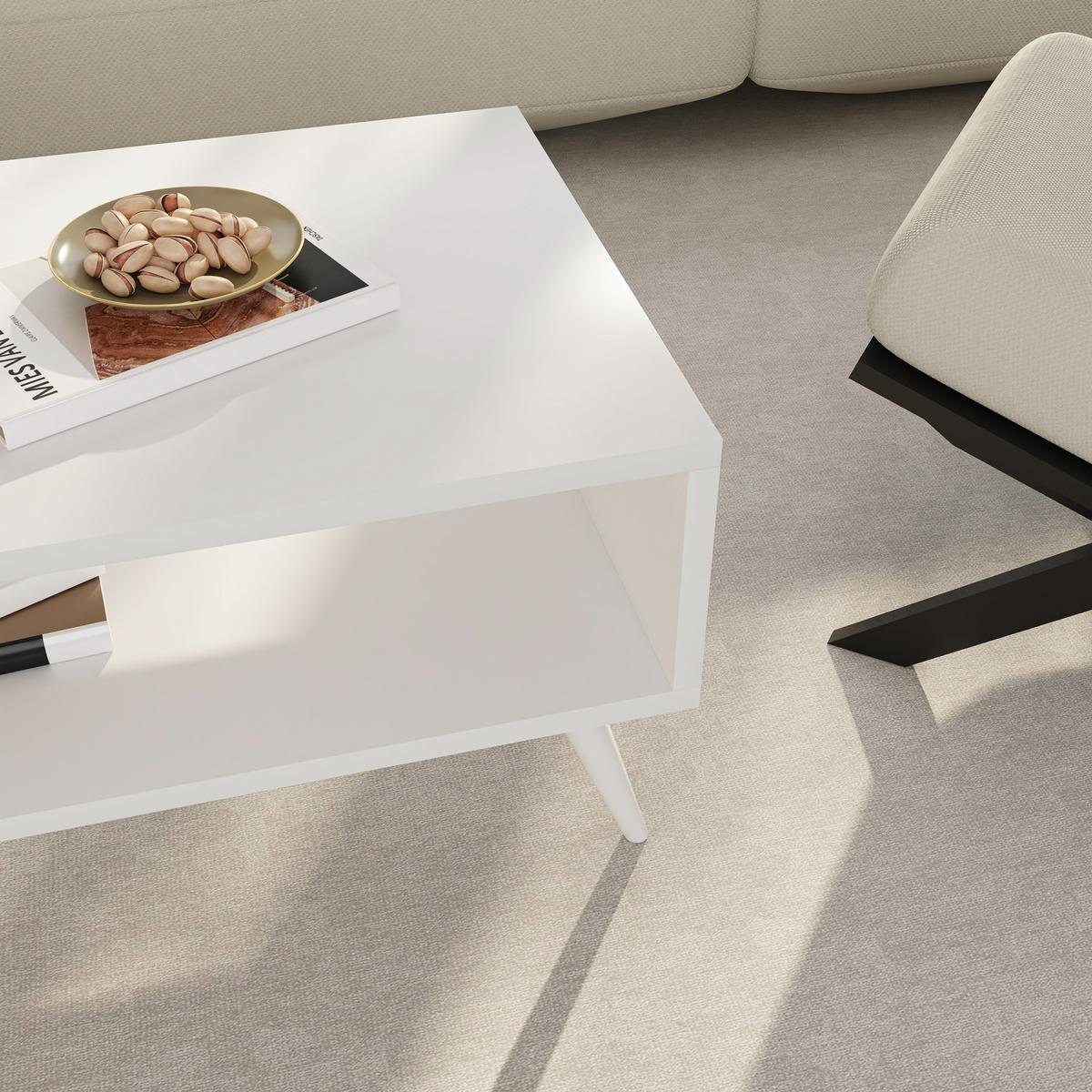 COUCHTISCH Lycksele 90/45/40 - Weiß, Holzwerkstoff/Kunststoff (45/90/40cm) - [en.casa]