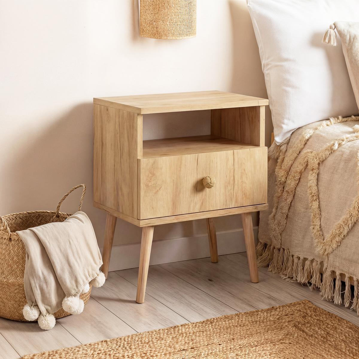 NACHTSCHRANK VALERIO 44/31/56 cm Craft-Eiche - Beige, Naturmaterialien/Holzwerkstoff (44/55.5/31cm) - Idohome