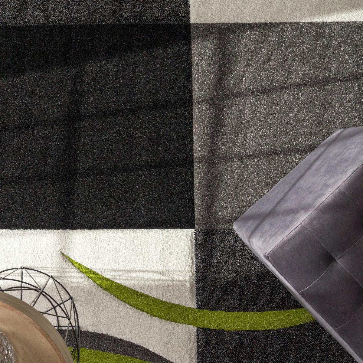 KURZFLORTEPPICH, kariert, Florhöhe 12 mm, Grün, 60 x 110 cm - Grün, Textil (110/60cm) - KADIMA DESIGN