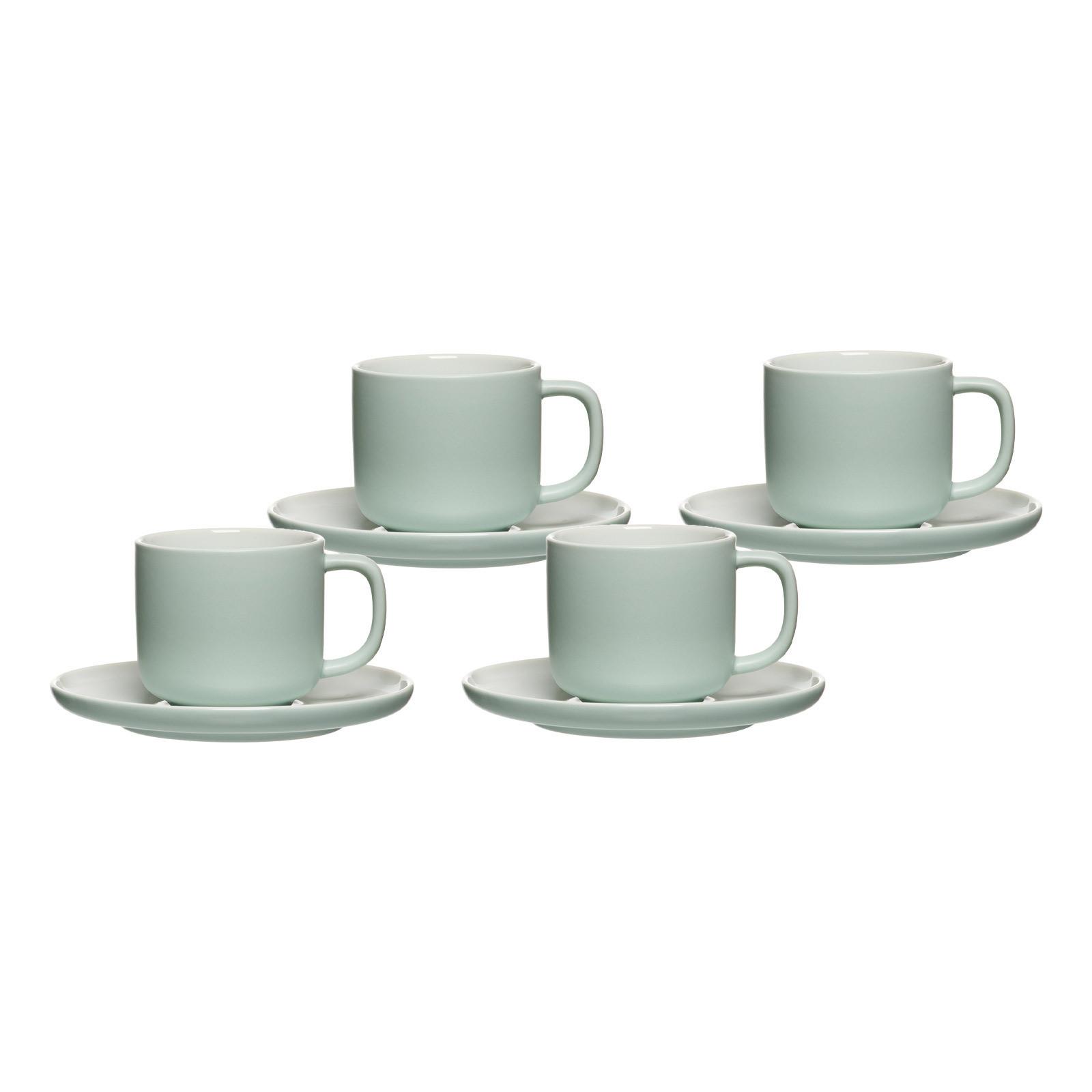 KAFFEETASSEN MIT UNTERTASSEN Jasper Mint 240 ml 4er Set - Mintgrün, Keramik (15/9/15cm) - Ritzenhoff Breker