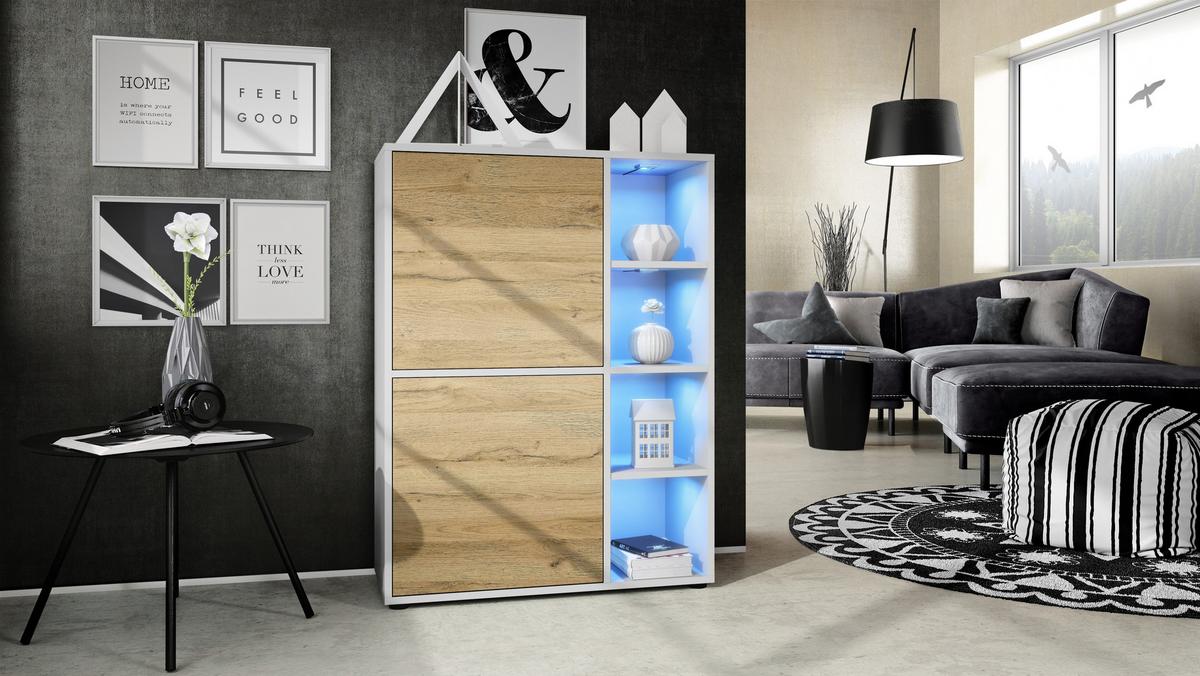 HIGHBOARD Cuba Türen in Eiche Natur - Eichefarben, Holzwerkstoff (79/105.5/35.5cm) - Vladon