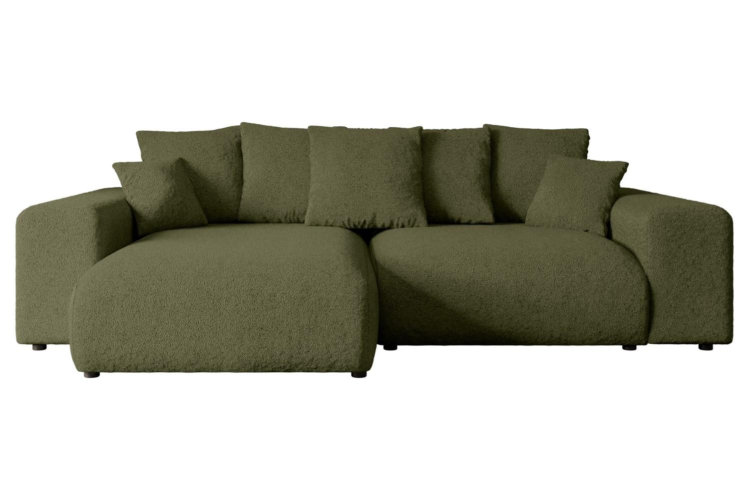 ECKSOFA Ottomane links ESKAR-L 266x176x72 Olivgrün Bouclé - Schwarz/Olivgrün, Holzwerkstoff/Kunststoff (266/176cm) - ALTDECOR