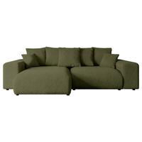 ECKSOFA Ottomane links ESKAR-L 266x176x72 Olivgrün Bouclé - Schwarz/Olivgrün, Holzwerkstoff/Kunststoff (266/176cm) - ALTDECOR