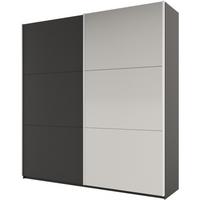 SCHWEBETÜRENSCHRANK Rossa mit 2 Türen und Spiegel, 225 cm, Graphit - Graphitfarben, Holzwerkstoff (225/244/65cm) - Beautysofa