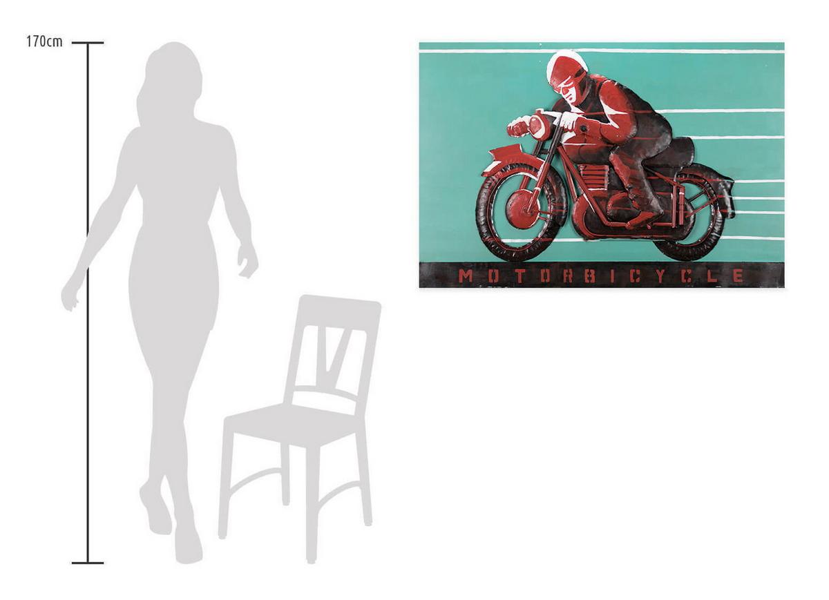 METALLBILD Rot 120/80 cm - Blau/Rot, Metall (7.71/80cm) - KUNSTLOFT