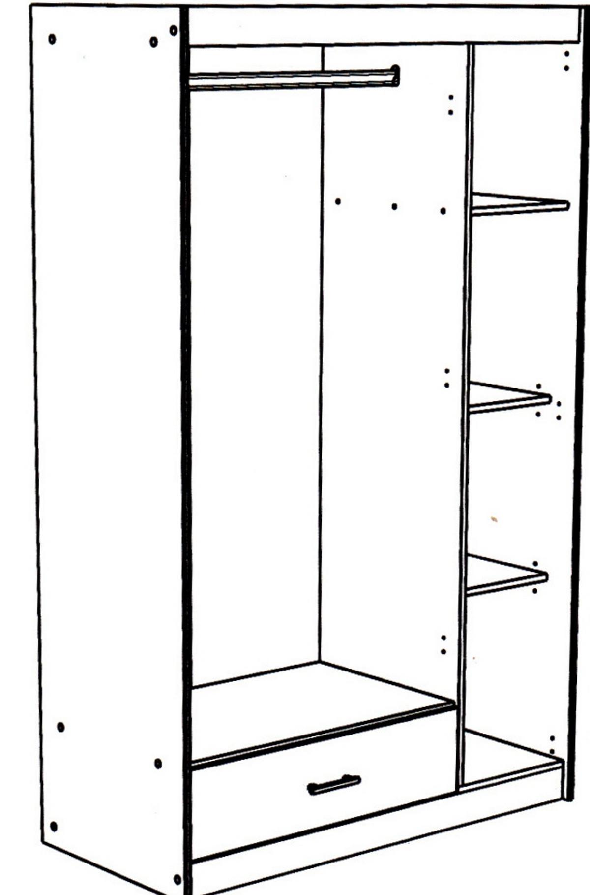 JUGENDZIMMER Set mit Stauraumbett 140x200 und Kleiderschrank - Silberfarben/Weiß, Holz/Holzwerkstoff (140/179/200cm) - Parisot Meuble
