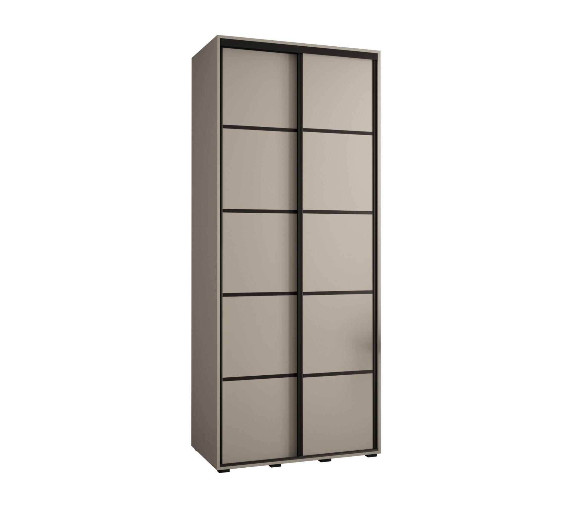 SCHWEBETÜRENSCHRANK 235,2/100/45 2-türig - Kaschmir/Schwarz, Holz/Metall (100/235.2/45cm) - MÖBEL KRYSPOL