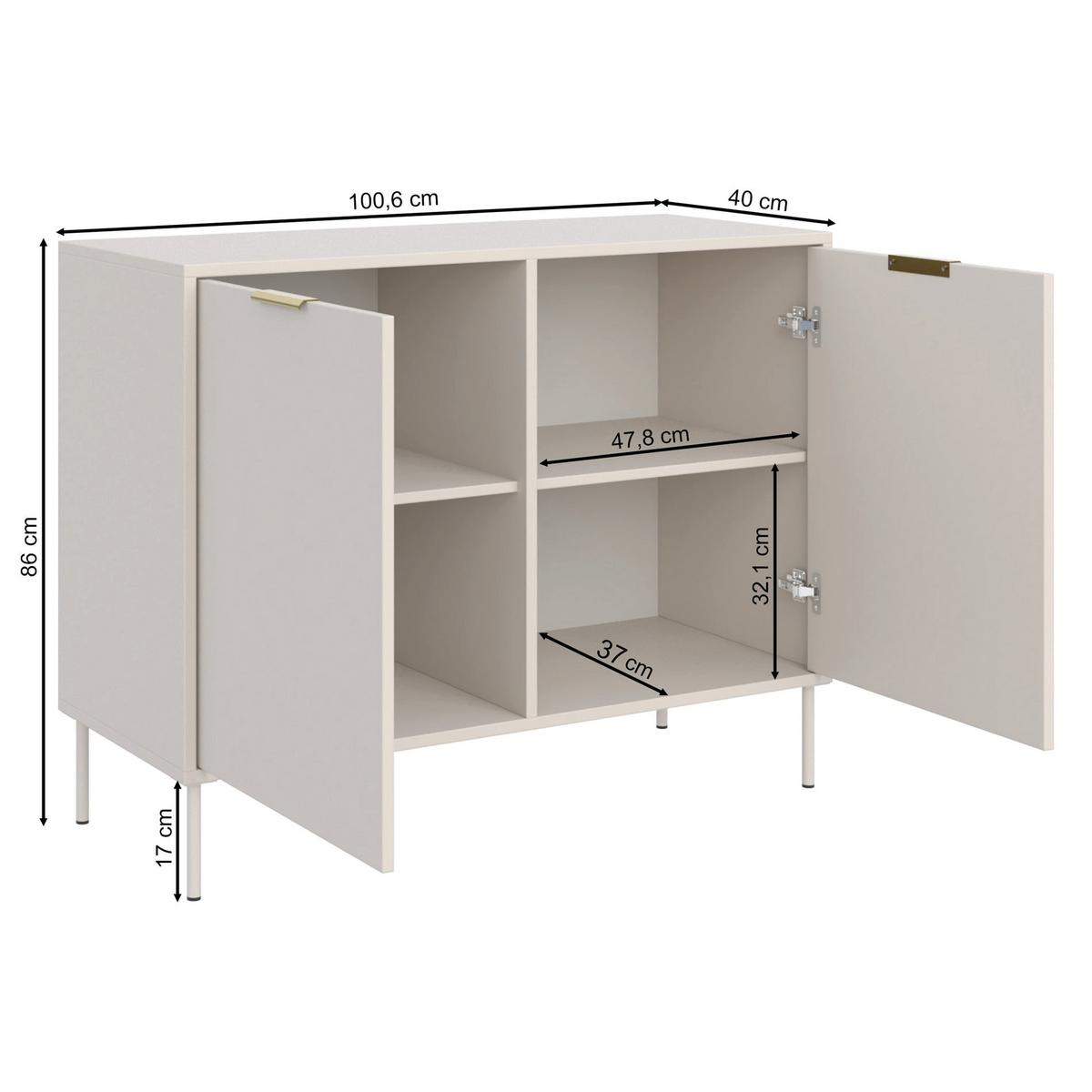 SIDEBOARD Vena Kaschmir 100 cm - Kaschmir/Goldfarben, Holzwerkstoff/Kunststoff (100.6/86/40cm) - Selsey