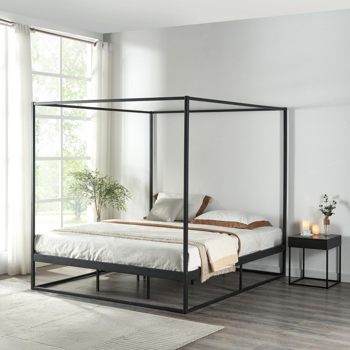 HIMMELBETT Kristianstad - Schwarz, Metall (160/200cm) - [en.casa]