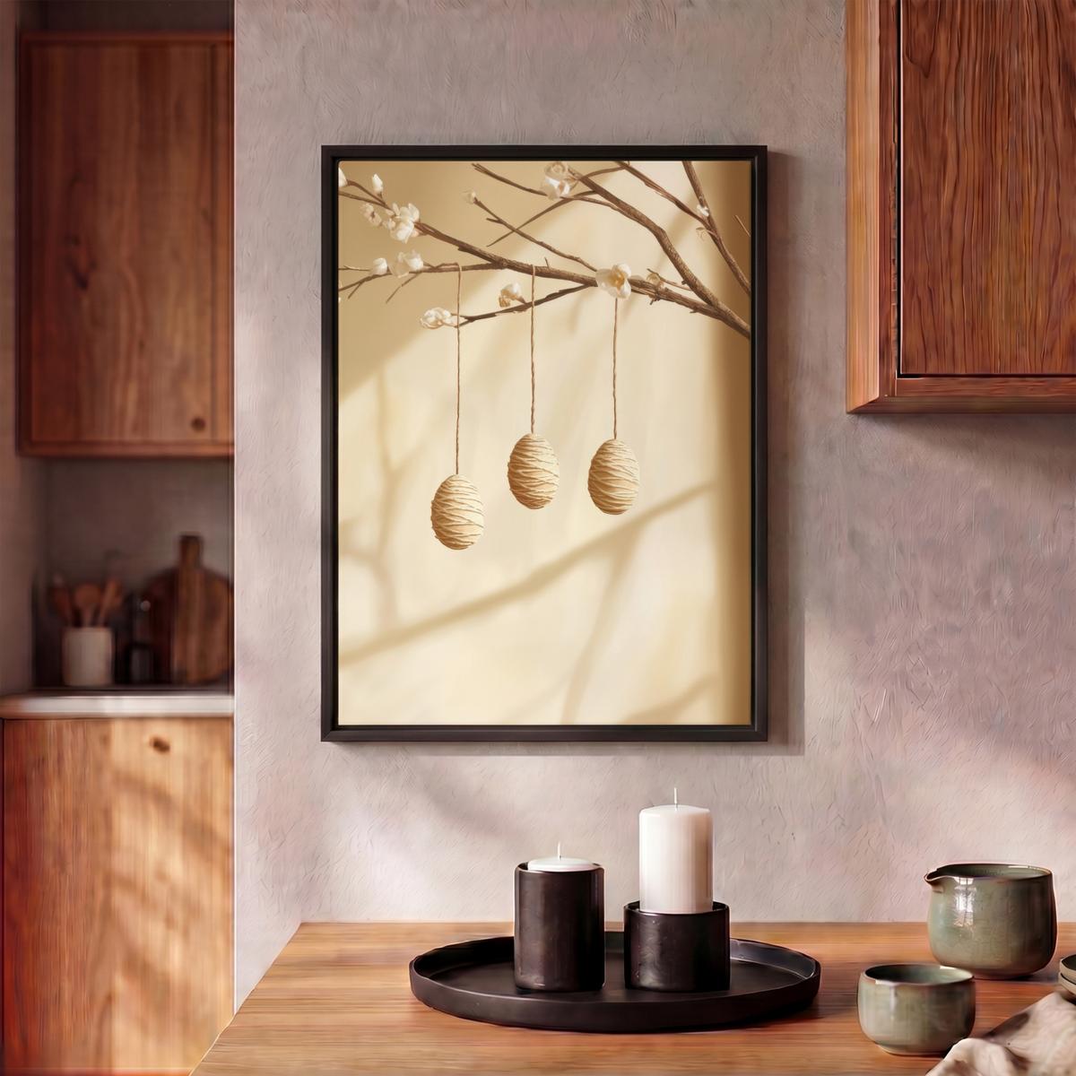 LEINWAND Bilder mit Rahmen - Beige - Osterkuchen - Eier - 30x40 - Beige, Textil (30/40cm) - MuchoWow