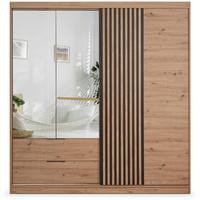 DREHTÜRENSCHRANK Madero mit Spiegel und 2 Schubladen, 203 cm, eiche Artisan - Eiche Artisan, Holzwerkstoff (203/213/60cm) - Beautysofa