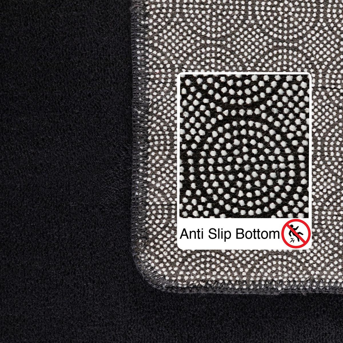 TEPPICH Kurzflor Waschbar LECH in Schwarz, einfarbig, 140 x 200 cm - Schwarz, Textil (200/140cm) - KADIMA DESIGN