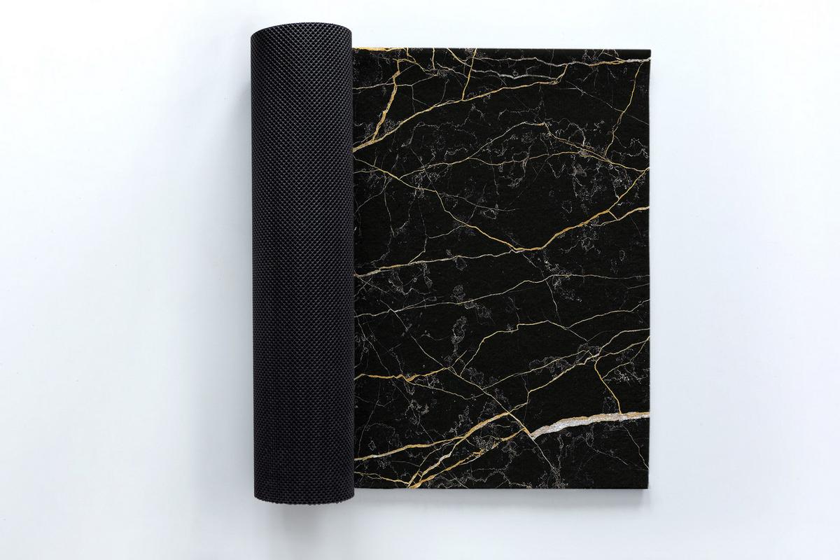 FUSSMATTE 60 x 40 cm Schwarzer Marmor - Anthrazit, Textil (60/40cm) - TULUP