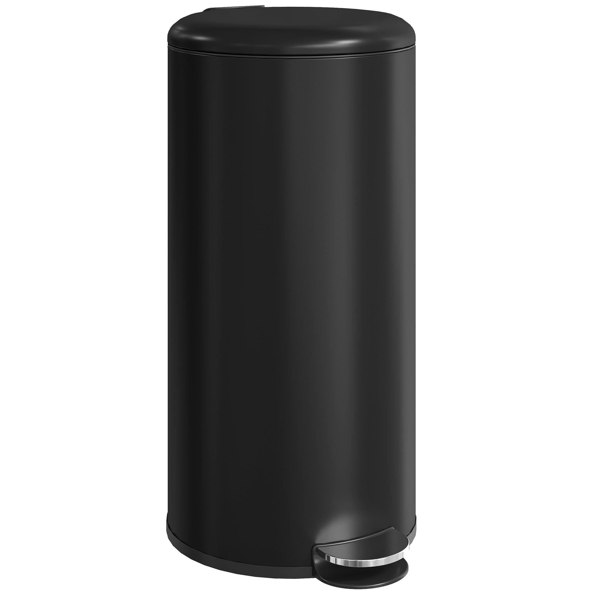 MÜLLEIMER aus Metall Kunststoff Schwarz - Schwarz, Metall (30/63.5/36cm) - HOMCOM