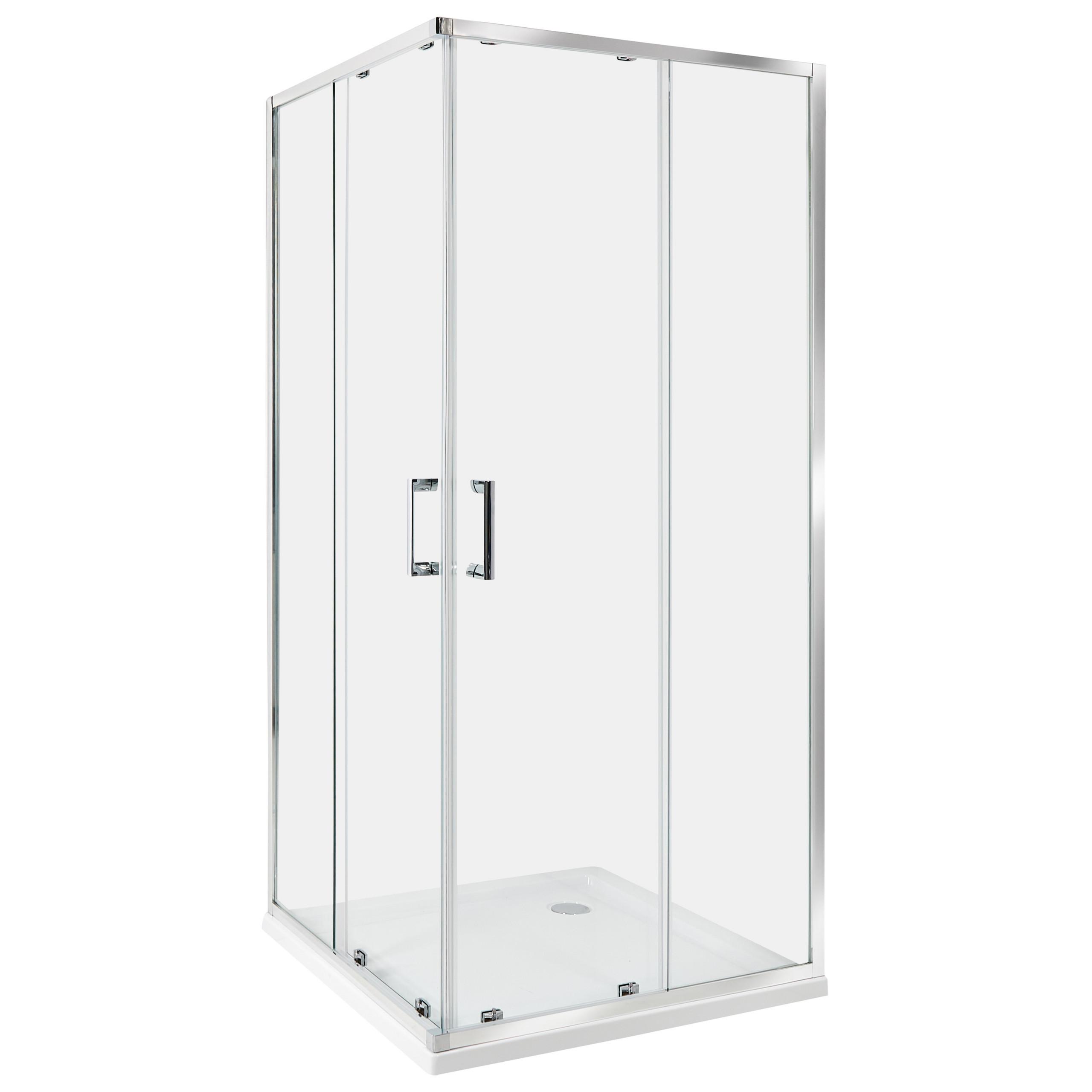 DUSCHKABINE 90/90/185 cm Silber Tela - Transparent/Silberfarben, Glas (90/90/185cm) - Beliani