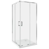 DUSCHKABINE 90/90/185 cm Silber Tela - Transparent/Silberfarben, Glas (90/90/185cm) - Beliani