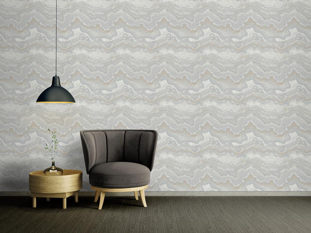 VLIESTAPETE Silber 53/1005 cm - Silberfarben, Textil (53/1cm) - KUNSTLOFT