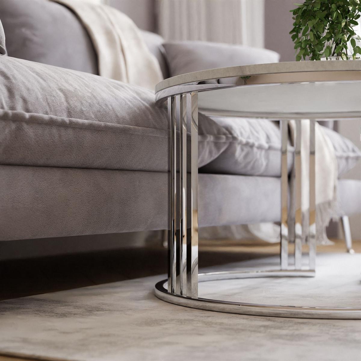 COUCHTISCH 2 in 1 LORI LEVANTO verchromt silber - Silberfarben, Holzwerkstoff (70/70/49cm) - Lookway