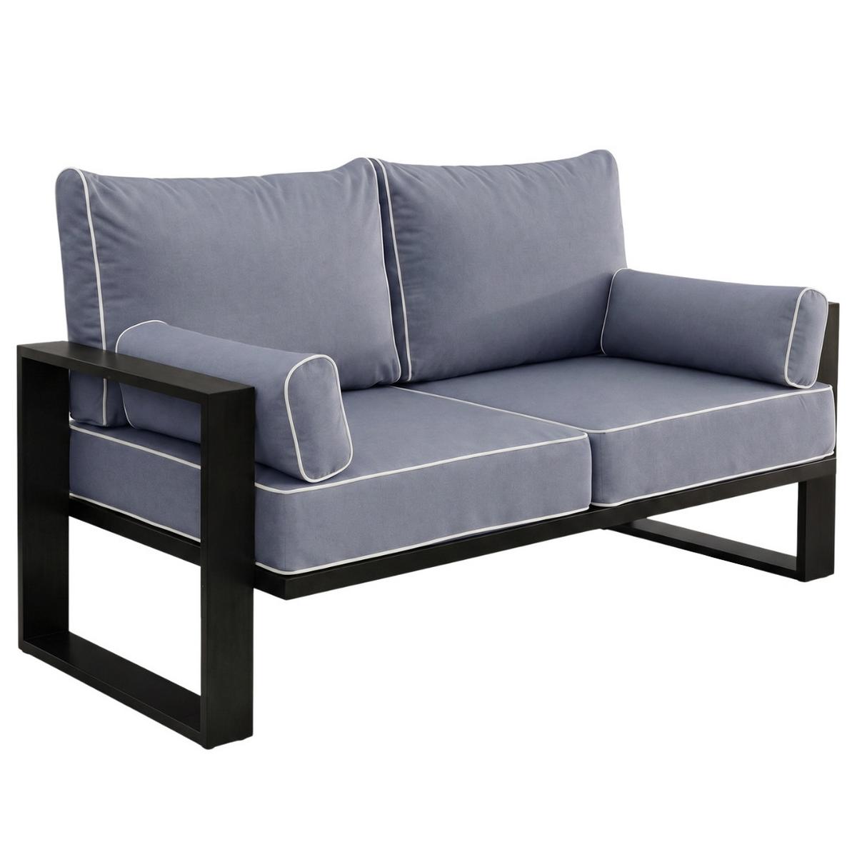 LOUNGESOFA 2-Sitzer Verdino mit Metallrahmen 150 cm Blaugrau - Blaugrau, Metall (150/90/87cm) - Beautysofa