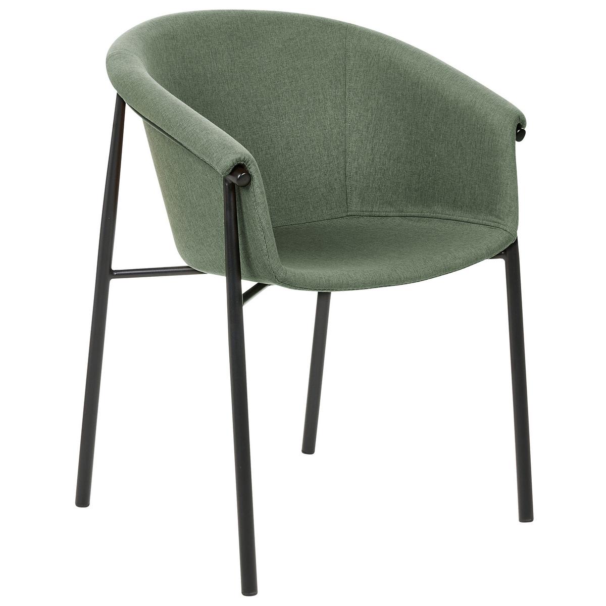 ESSZIMMERSTUHL 2er-Set Polyester Grün Ames - Grün, Textil/Metall (57/80/56cm) - Beliani
