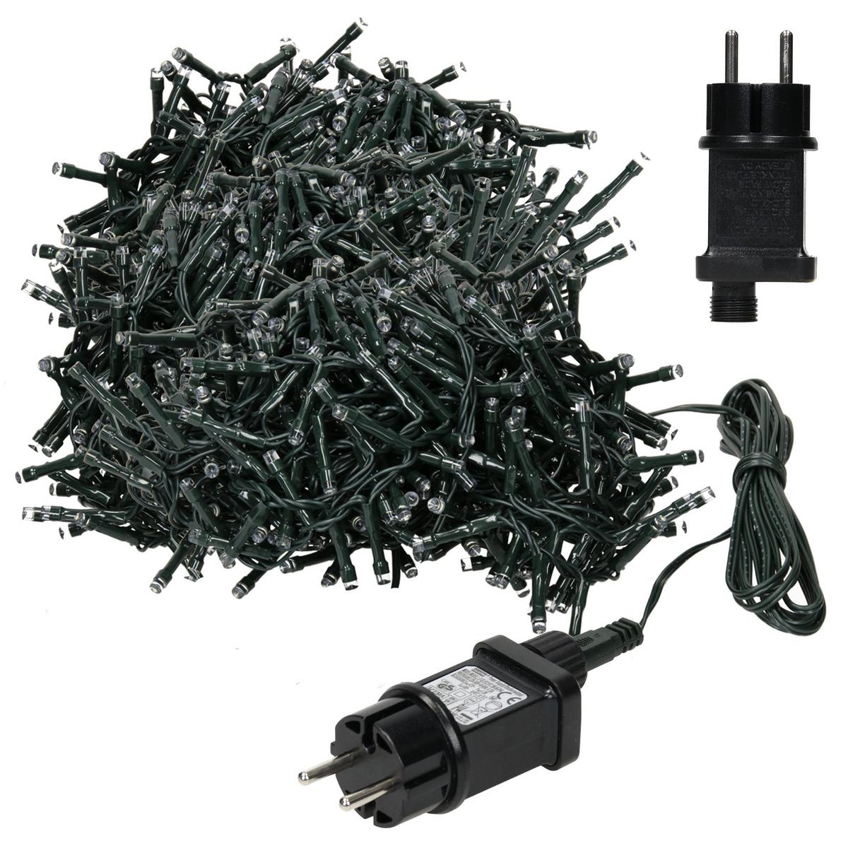 LED CLUSTER LICHTERKETTE 8m 400 LEDs Extra Warmweiß 8 Modi Innen/Außen - Grün, Kunststoff (1100cm) - ECD-Germany