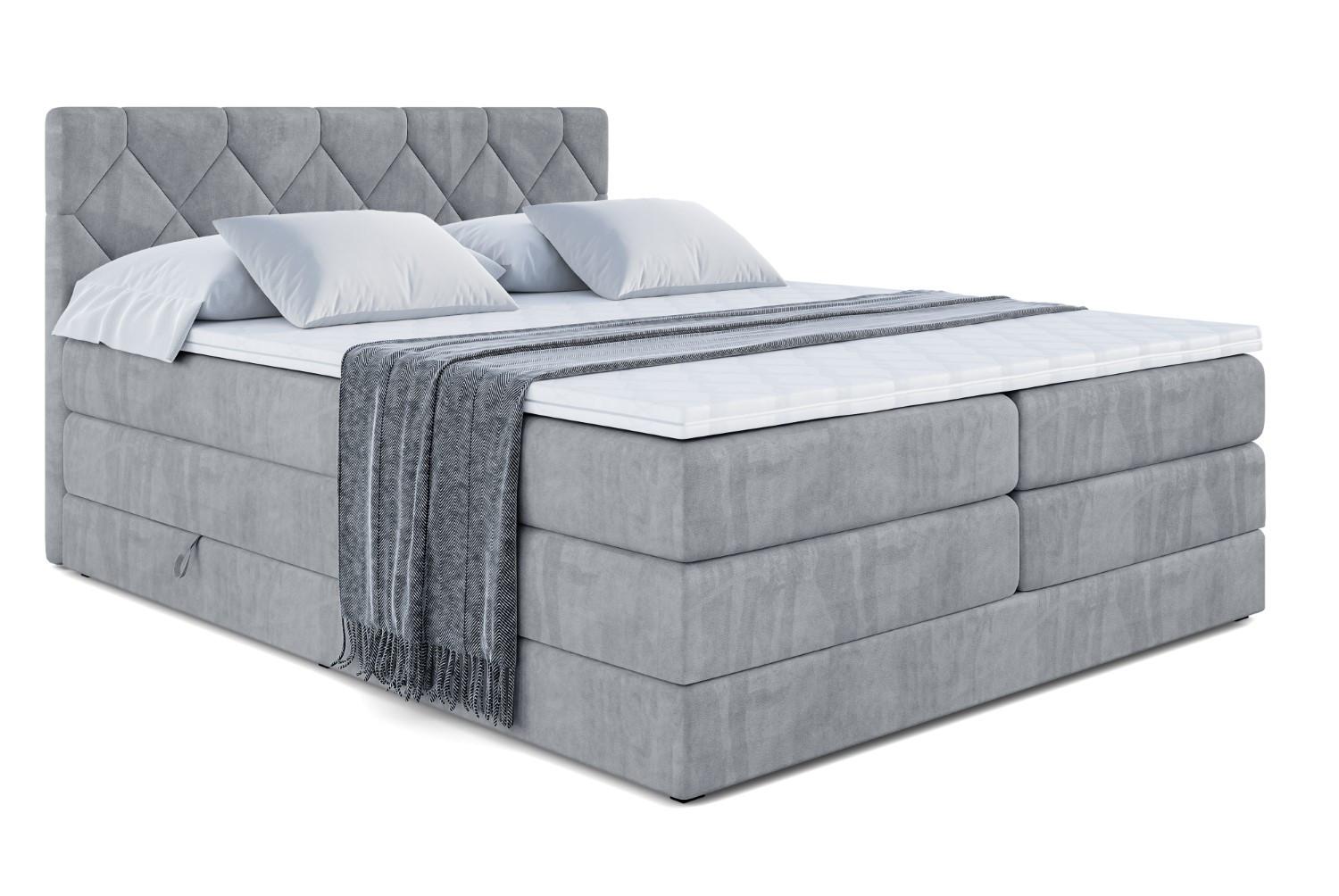 BOXSPRINGBETT CATOR KING - 140x200 - H3/H4 - Grau - Grau, Holzwerkstoff (140/200cm) - ALTDECOR