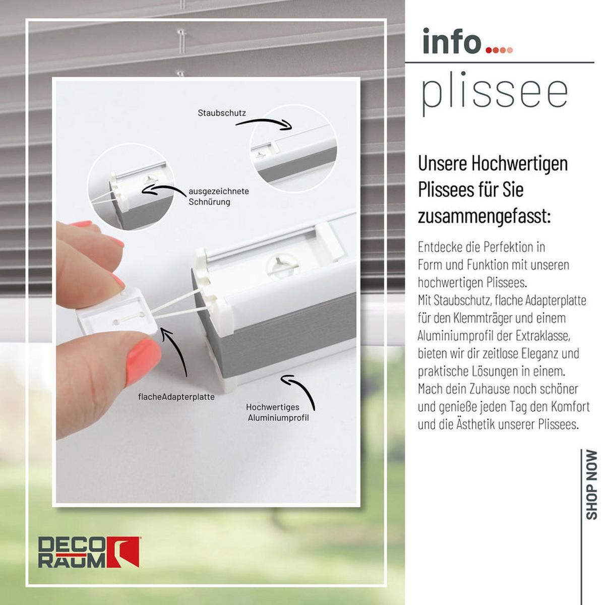 PLISSEE Basic 95 x 210cm Klemmfix ohne Bohren - Grau, Textil (95/210cm) - Deco-Raum