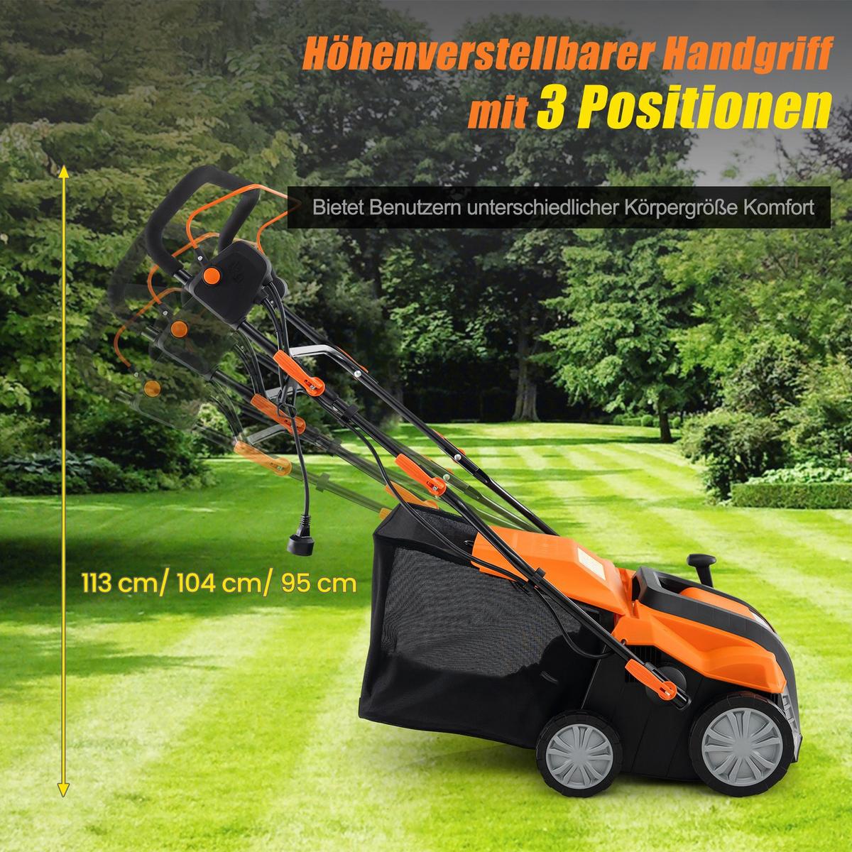 VERTIKUTIERER und Rasenlüfter Orange - Orange, Metall (109/113/64cm) - COSTWAY