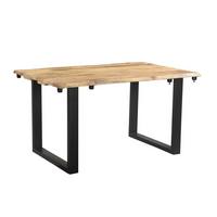 ESSTISCH LORE Holz Akazie - Schwarz/Naturfarben, Holz/Metall (140/90/77cm) - KAWOLA