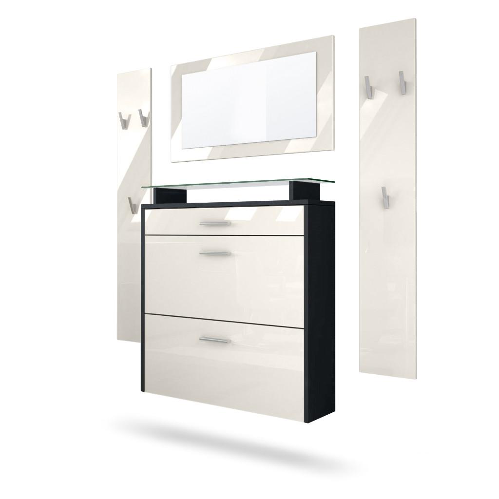 GARDEROBE Malea Front in Creme Hochglanz - Creme, Holzwerkstoff (180/180/23cm) - Vladon